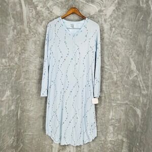 Secret Treasures Blue Floral Long Sleeve Ballet Nightgown Large NWT CottageCore